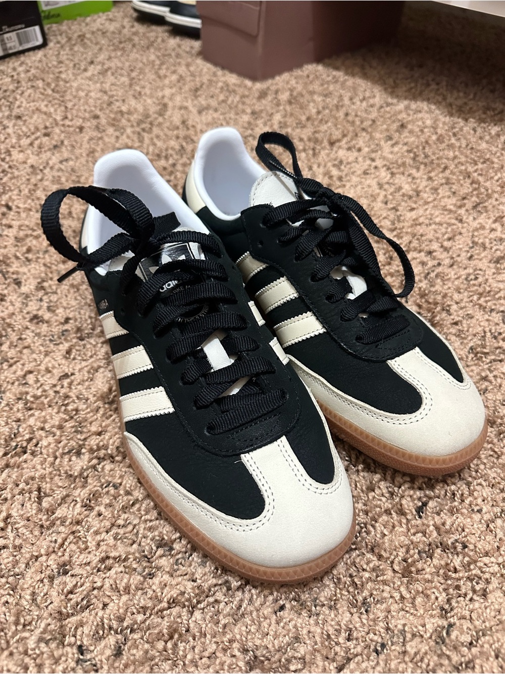 Adidas Women’s Black and Cream Classic Samba Sneakers